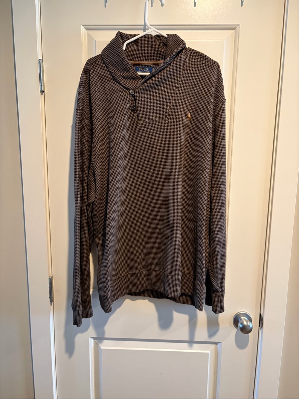 Polo by Ralph Lauren Brown Houndstooth Zip-Neck Sweater